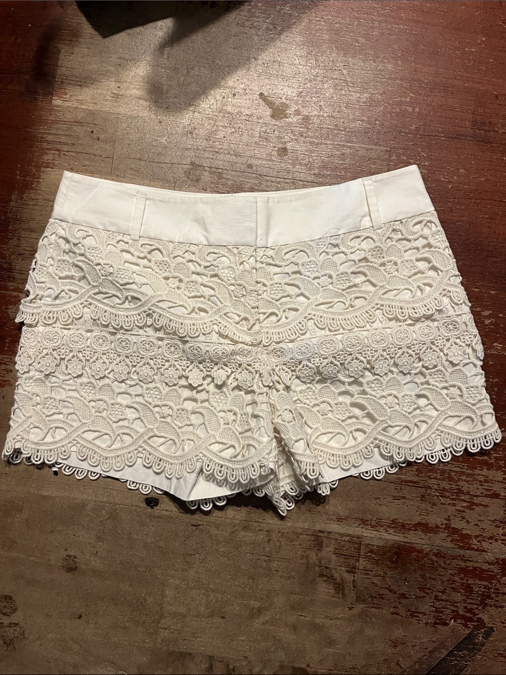 LOFT White Crochet Lace Shorts